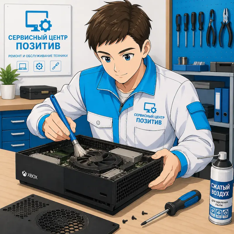 Чистка игровой приставки от пыли и замена термопасты в Кемерово