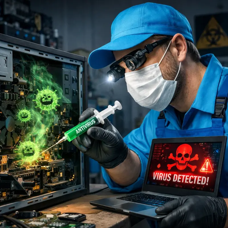 Лечение компьютера от вирусов в Кемерово на дому